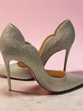 Christian Louboutin Silver Glitter Hot Chick Stiletto Heels
